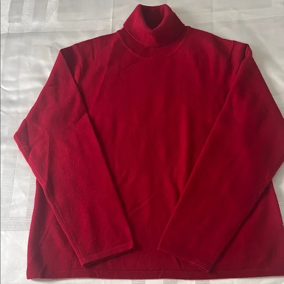 Orvis Bold Red Turtleneck Sweater 100% Cashmere - Picture 2 of 5